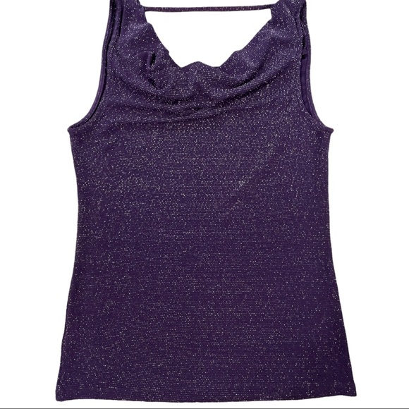 Jennifer Lopez size small sparkly purple sleeveless top with cowl neck - Picture 3 of 11